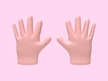 karikatür el soyut şarkı / sembol pembe arkaplan 3D görüntüleme