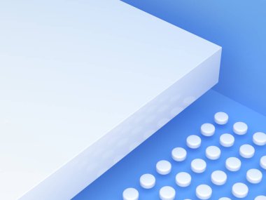 mavi beyaz sahne 3D görüntüleme boş podyum soyut modern arkaplan