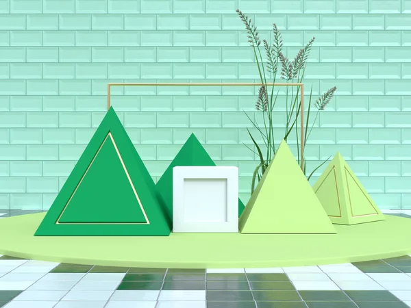 绿景几何造型讲台3D渲染 — 图库照片
