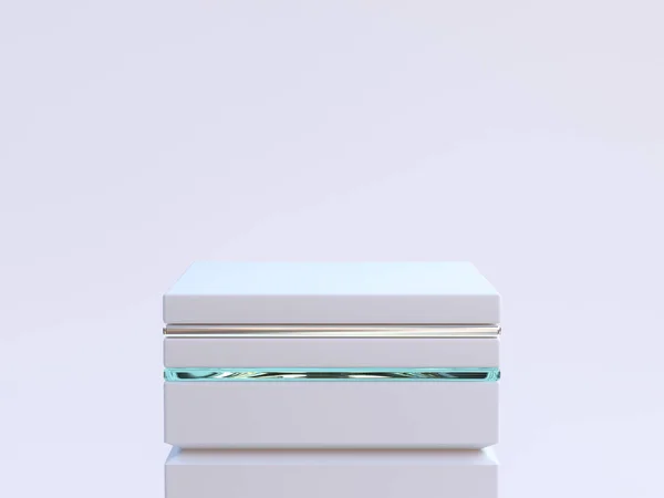 白いシーン最小限の抽象的な空白の表彰台3Dレンダリング — ストック写真