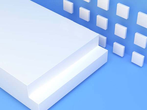 blue white scene 3d rendering blank podium abstract modern background