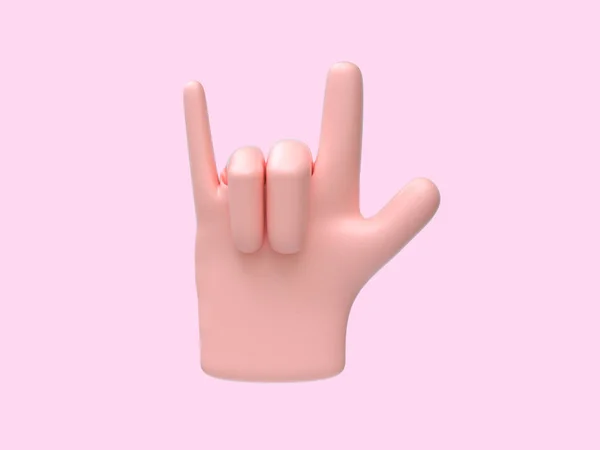 Cartoon Hand Abstract Sing Symbol Pink Background Rendering — Stock Photo, Image