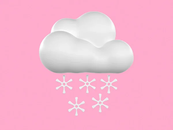 Rendering Cartoon Style Pink Background Weather Season Snow Cloud — Stock Photo, Image