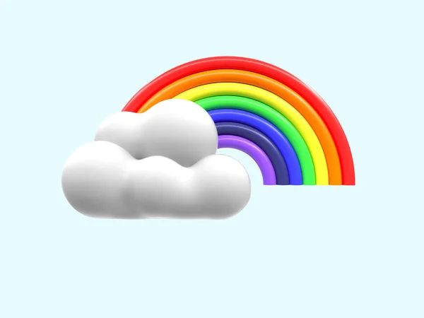 3Dレンダリング漫画スタイル虹と雲 — ストック写真