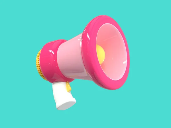 Pink Megaphone Bullhorn Cartoon Style Green Background Render — Stock Photo, Image