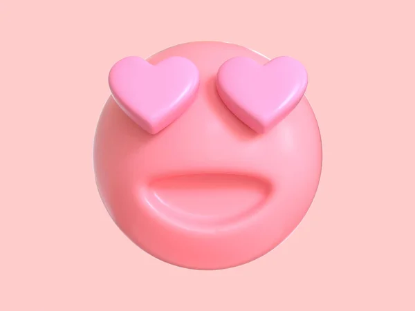 Liefde Emotie Tekenfilm Karakter Roze Emoji Renderen Rechtenvrije Stockfoto's