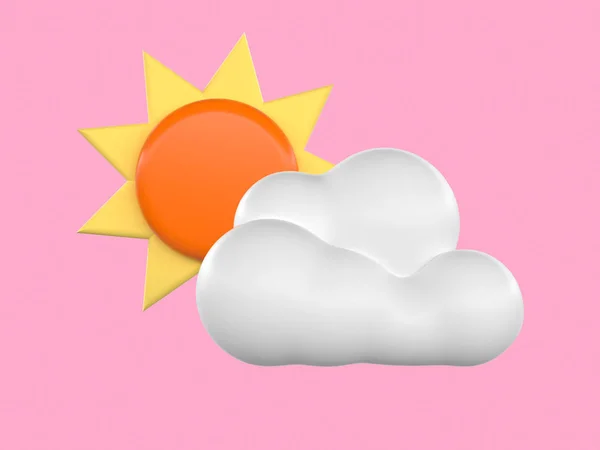 Rendering Cartoon Stijl Roze Achtergrond Weer Seizoen Zon Bewolking Stockfoto