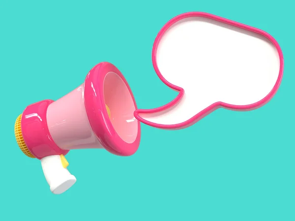 Roze Megafoon Bullhorn Cartoon Stijl Groene Achtergrond Renderen Rechtenvrije Stockafbeeldingen