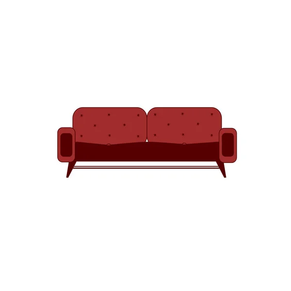 Burgundowa sofa w stylu 60 lat. wektor — Wektor stockowy