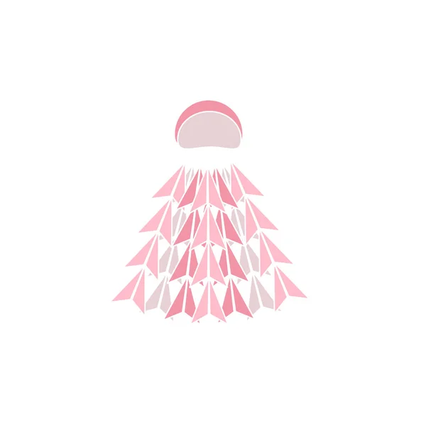 Bulu tangkis shuttlecock adalah datar. merah muda. vektor - Stok Vektor