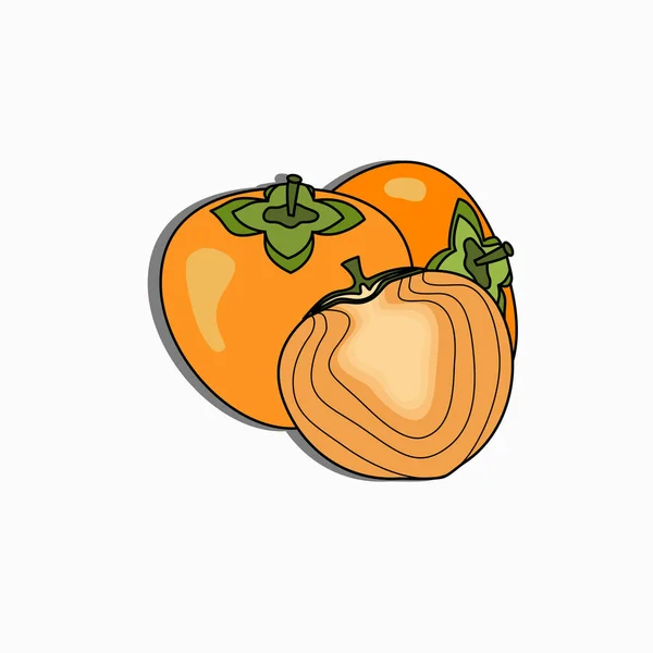 Persimmon fruit in style cartoon. vector — Stock Vector