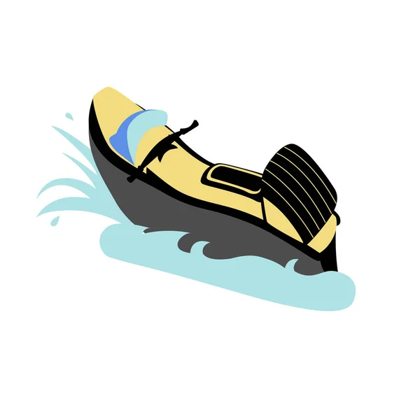 Jet ski amarelo e preto em estilo cartoon. vetor — Vetor de Stock