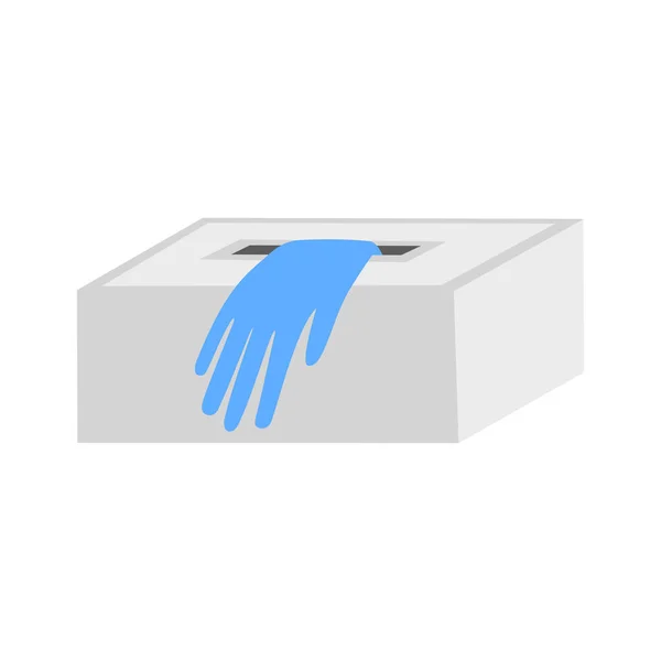 Blå engångshandskar i en kartong. vektor — Stock vektor
