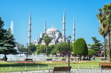 İstanbul, Türkiye 'deki Sultan Ahmed Camii manzarası