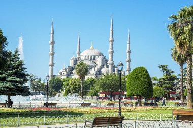 İstanbul, Türkiye 'deki Sultan Ahmed Camii manzarası