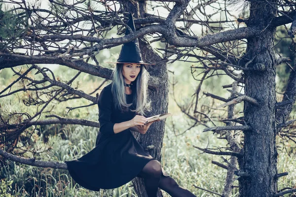 Gothic czarownica z książki — Zdjęcie stockowe
