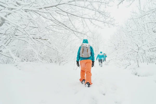Voyageurs marchant en hiver — Photo