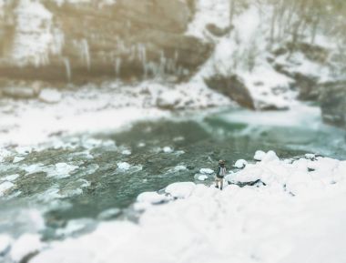 Kışın, tilt-shift etkisi yürüyüş Gezgin 