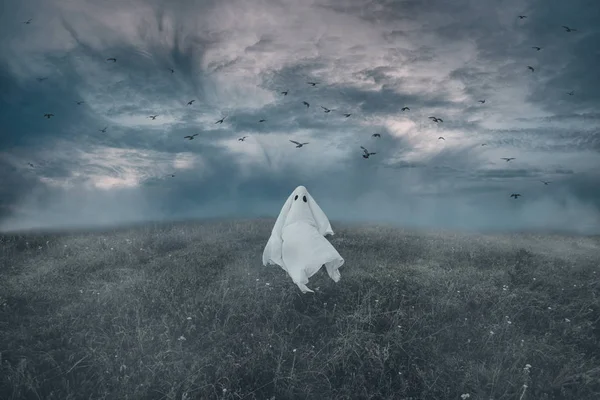 Ghost walking at Halloween night. — Stock Photo, Image