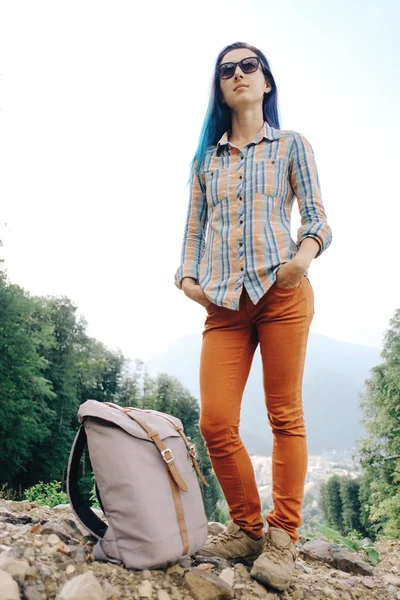 Explorer Woman Standing Outdoor — Stock Photo, Image