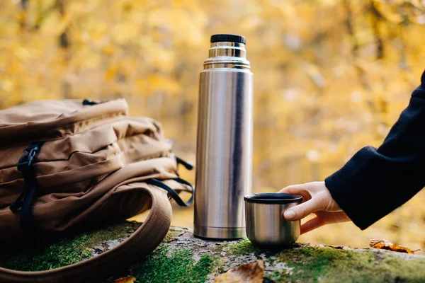 Rusten in herfst bos. — Stockfoto