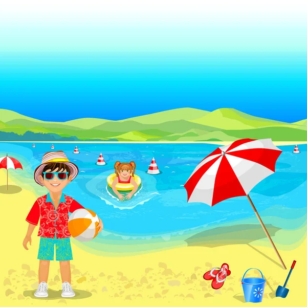 Vacaciones de verano por mar — Vector de stock