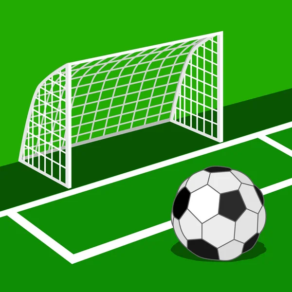 Balle de football près du filet — Image vectorielle