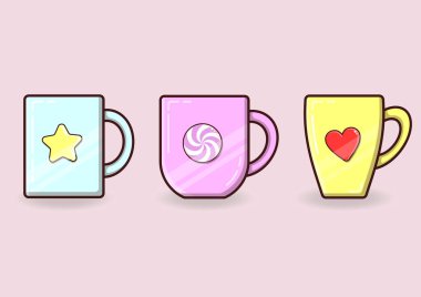 Güzel kupaların vektör seti. Bardaklara bir içki..