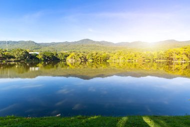 Ang Kaew Chiang Mai Universi 'de yeşil çimen manzarası