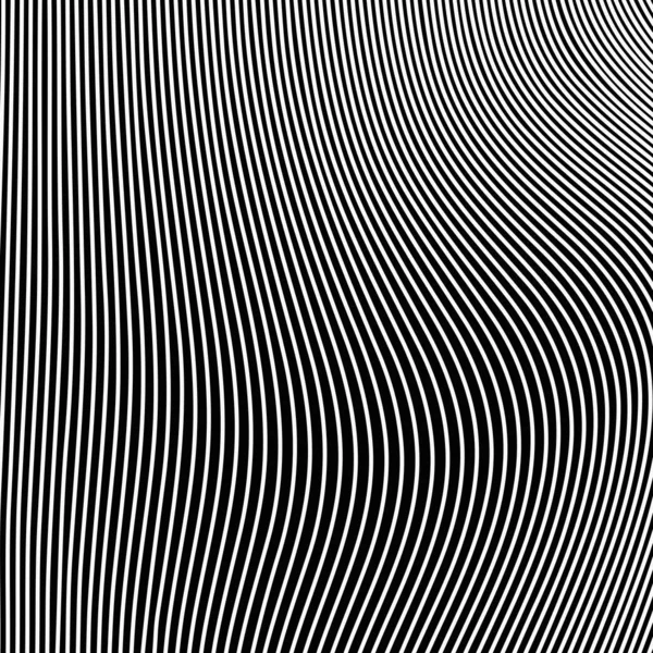 Abstract black and white line wavy pattern of op art background.
