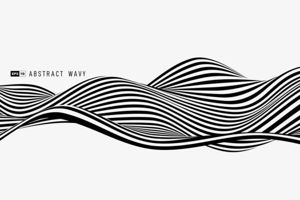 Абстрактные Черно Белые Полосы Линии Волнистый Элемент Шаблона Покрытия Фона — стоковый вектор