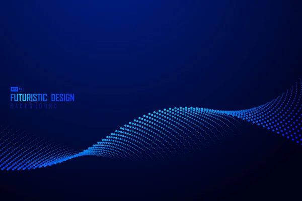 Abstrait Gradient Bleu Ondulé Ligne Particule Motif Illustration Fond Utilisez — Image vectorielle