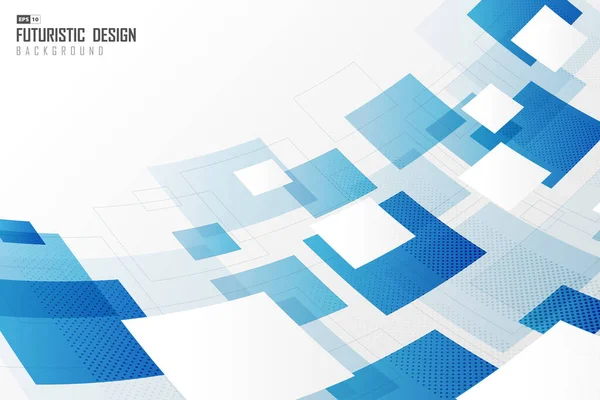 Abstrato Distorcer Quadrado Branco Azul Tecnologia Arte Arte Design Gráfico — Vetor de Stock