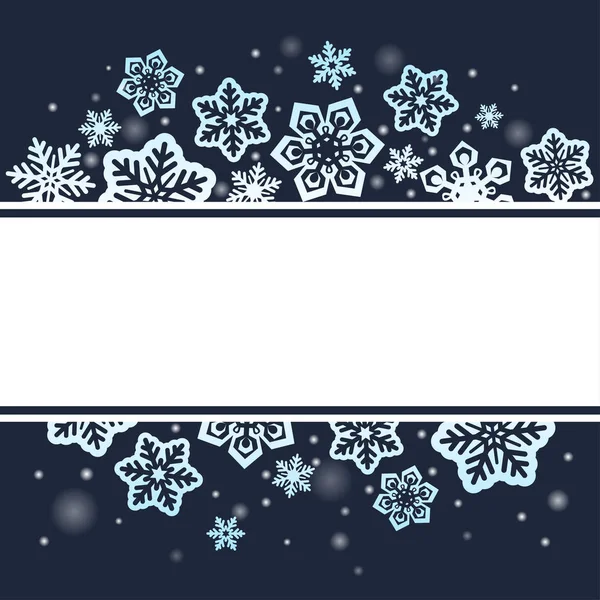 Flocos de neve no fundo escuro do Natal — Vetor de Stock