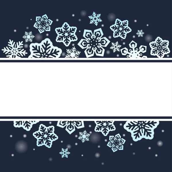 Copos de nieve sobre fondo oscuro de Navidad — Vector de stock