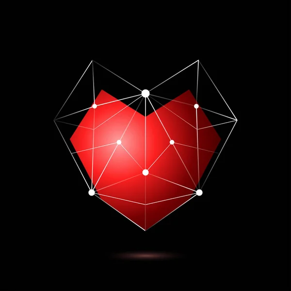 Heart shape symbol isolated on black background — Stock Vector