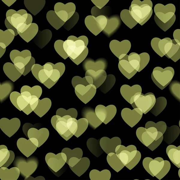 Gyllene hjärta former isolerad på svart bakgrund — Stock vektor