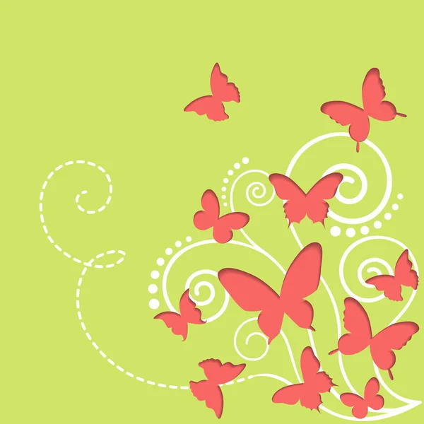 Искусственные бабочки весенний фон — стоковый вектор