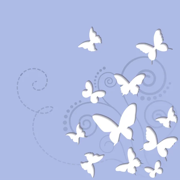 Vector butterflies on a blue sky background — Stock Vector