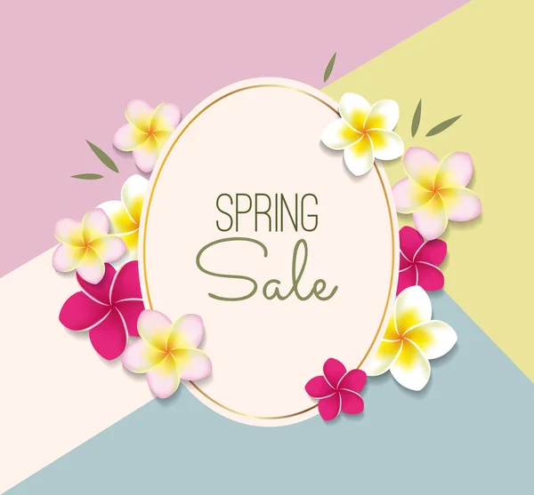 Spring Sale illustration with flowers — Stock Vector