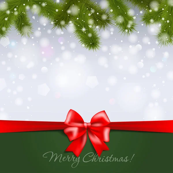 Christmas tree branch on snowy background Stock Vector