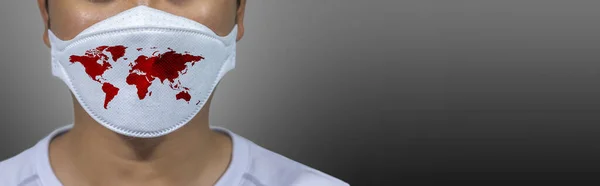 Virus Protection Covid Die Welt Trägt Eine Maske Das Coronavirus — Stockfoto