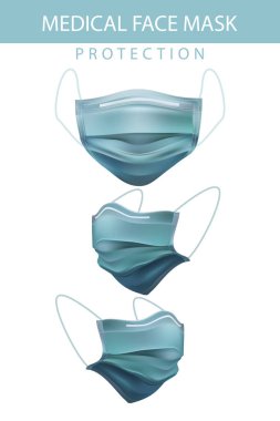 Corona virüsü veya Covid 19 görüntüye karşı tıbbi koruyucu maske (3D illüstrasyon)
