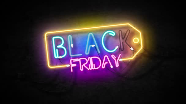 Banners, neon signs, background signs (Black Friday sale) for promotional videos The business concept of clearance and sales — Stock Video