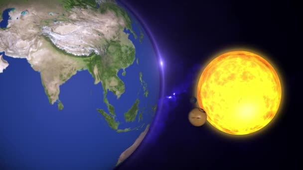Animovaná sluneční soustava, 3D vesmírHvězdy planet a galaxií v tomto vizuálním prvku zdobeném NASA — Stock video