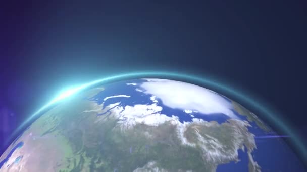 Het wereldsterrenbeeld of de 3D wereldbol vanuit de ruimte in het sterrenveld toont de samenstelling van deze afbeelding gedecoreerd door Nasa. — Stockvideo