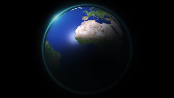 Världsstjärnan eller 3D-globen från rymden i stjärnfältet visar sammansättningen av denna bild dekorerad av Nasa. — Stockvideo
