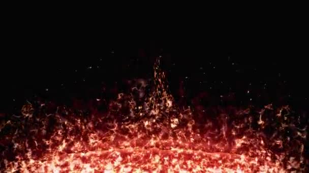 Surface de la flamme, flamme flamboyante sur fond noir Mo pour la bannière — Video