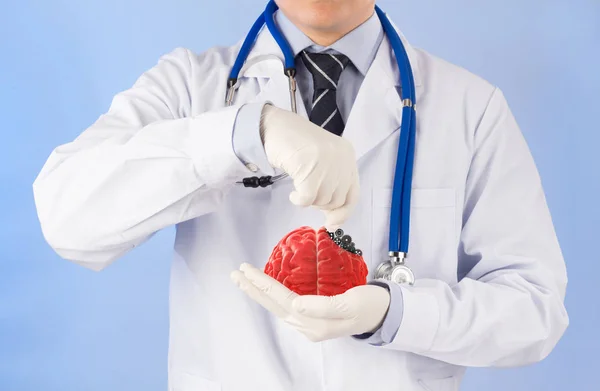 Doktor Boyutlu Beyin Tedavisi Konsept Beyin Hastalığı — Stok fotoğraf