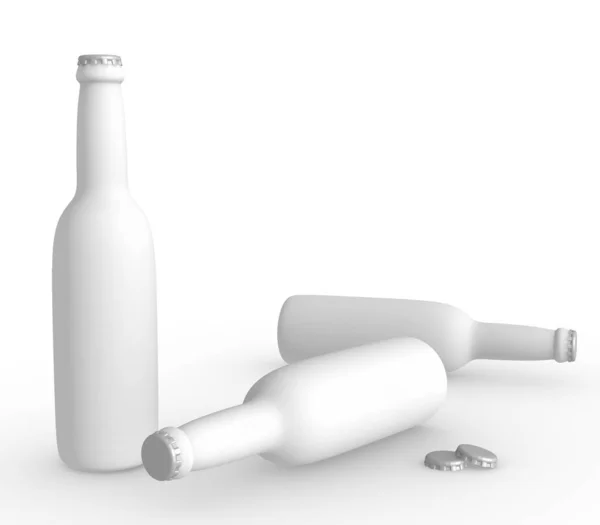 模板空瓶子模型白色背景 3D渲染 — 图库照片